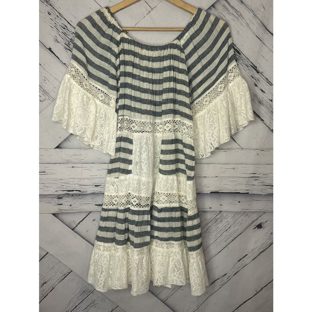 LUISA Womens Made In Italy Blue & White Fringe Dress - Sz Small